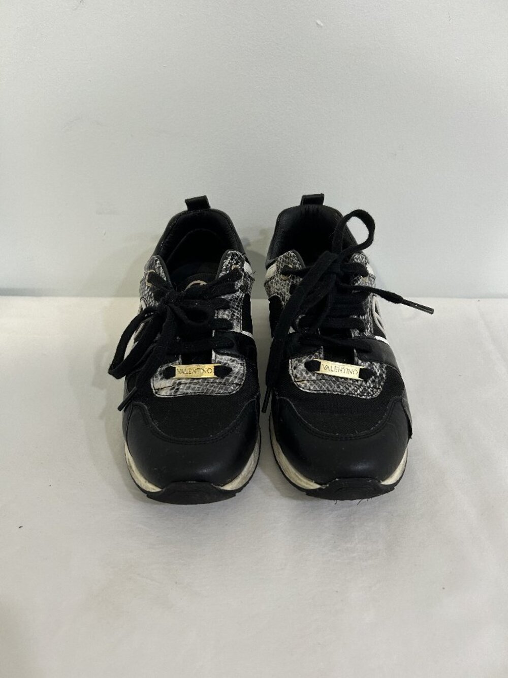 Valentino Garavani Black Silver Sneakers Size 8.5